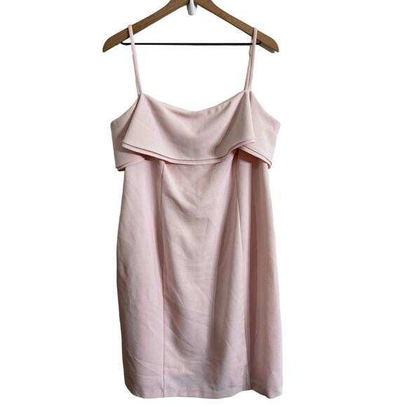 Karl Lagerfeld Paris Blush Pink Ruffle Neckline Dress Size 14 - Picture 3 of 11
